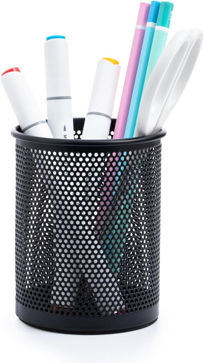 M&G Black Mesh Pen Holder, Metal Pencil Cup Holder Wire Mesh Pencil Holder for Desk Office School Organizer