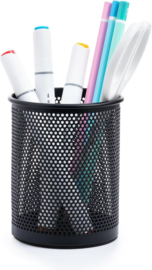 M&G Black Mesh Pen Holder, Metal Pencil Cup Holder Wire Mesh Pencil Holder for Desk Office School Organizer