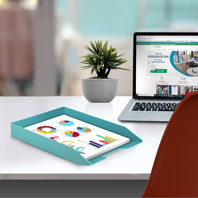 Acrimet Stackable Letter Tray Front Load, Letter Size, Plastic, Solid Green Color, 1 Unit