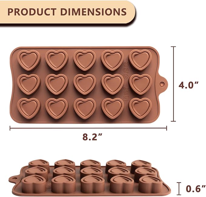 6 Pcs Silicone Chocolate Mold Set - Food-Grade Non-Stick Candy Molds Cookery Moulds for Chocolate, Candy, Jello, Soap & Crayon - Flower Shapes