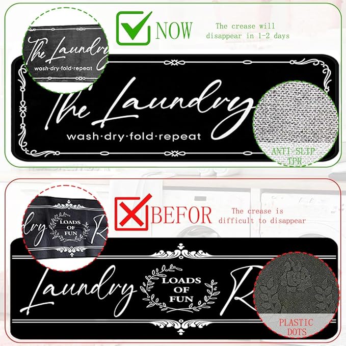 Laundry Room Rug Runner 24"X72" Non Slip Farmhouse Mats Organization and Washable Floor Long Rugs for Laundry Room Accessories Mudroom Kitchen Bathroom Area Rugs Decor