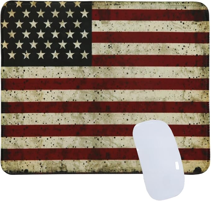 USA National Flag Gaming Mouse Pad, Large Mouse Pad for Desk Mat XL Mousepad, Stitched Edges Non-Slip Rubber Base Mouse Pads for Computers Laptop (USA Flag-Small-White)