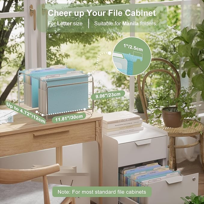 Extra Capacity Hanging File Folders, 4.72" Reinforced Wheat Straw Expanding Hanging Folder Letter Size, Heavy Duty for Filing Cabinets, File Organizer for Office & Home-Sky Blue-3 Packs