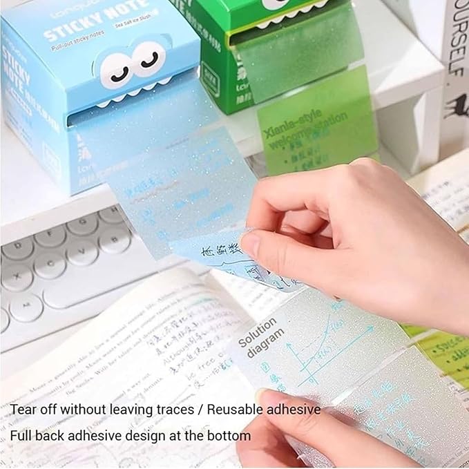 Cute Monster Pattern Sticky Note, 105 Sheets/Roll Fun Pastel Pull-Out Memo Pads, Cute Post it Notes, Easy Post Memo Pads, Funny Back to School Gift for Teachers & Students (4 Boxes)