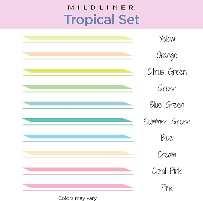 Zebra Pen Mildliner Dual-Tip Highlighter Set, Broad and Fine Point Tips, Ideal for Bible Highlighting, No Bleed, School Supplies and Office Supplies, Tropical Bisque Ink Colors, 10-Pack (78301)