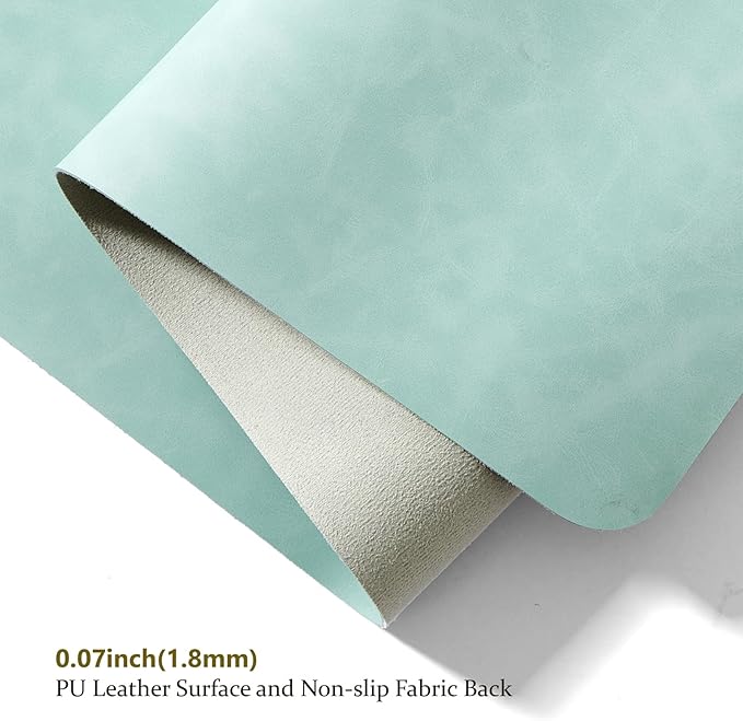 Distressed Leather Desk Mat - Non-Slip PU Desk Pad for Office and Home - Desk Organization and Accessories - Ideal for Large Mouse Pad and Desk Mats on Top of Desks(Mint Green,31.5"x 15.7")