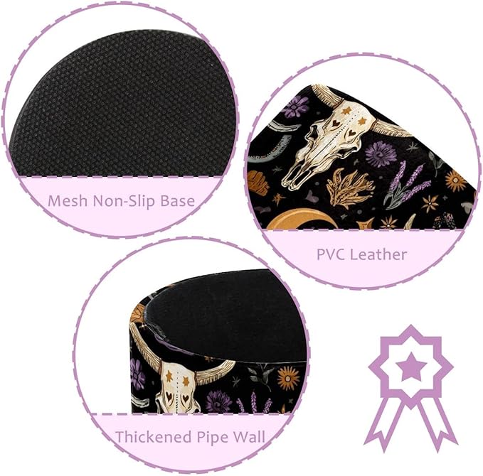 Western Boho Style Bull Skulls Pattern Circular Pen Holder, Pen Cup Makeup Brush Holder, Design for School, Home and Stationary Supplies (3.9 x 3.1 Inches)