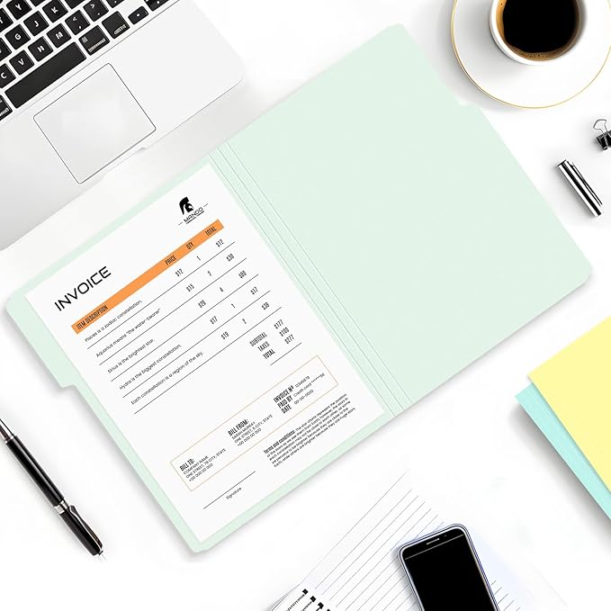 SUNEE File Folders, 120 Pack Manilla Folders 8.5 x 11, Colored File Folders Home Office School Supplies for Documents Files Paper, 6 Soft Colors