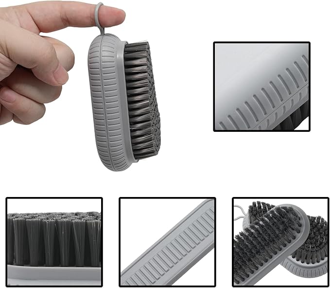 2 PCS Cleaning Brush, Soft Bristle Brush, Household Laundry Scrub Brushes, Easy to Grip Scrubbing Nail Brushes for Clothes Shoes Cleaning Countertops Bathtubs(Grey)