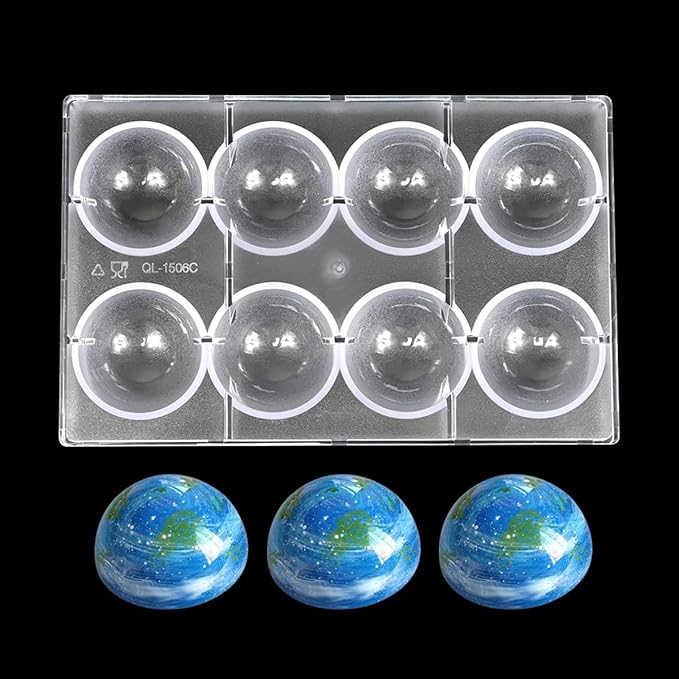 TUKE Semi-Sphere Chocolate Mold Polycarbonate Hemisphere Mold for Chocolate Making, Candy, Baking, Ice Cube, Soap 2.36inch Diameter (D_Semi-Circle)