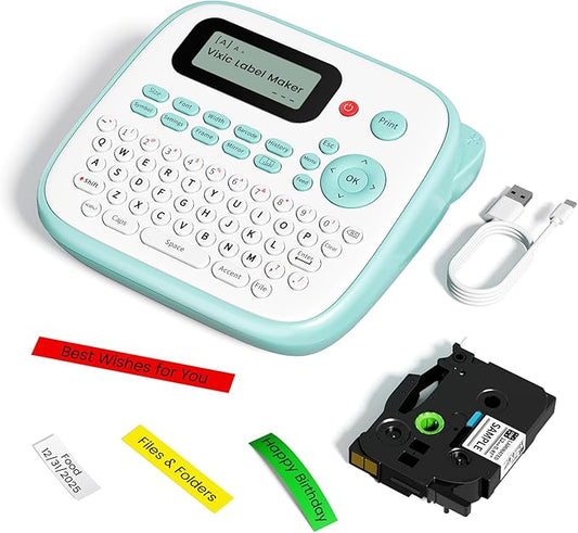 Label Maker Machine with-Tape, Label Maker Waterproof-Labels, Label Maker D210S, Labeler Machine for Classroom Teacher Kids School Items, Portable Label Makers Multiple Symbols Fonts for Home Office