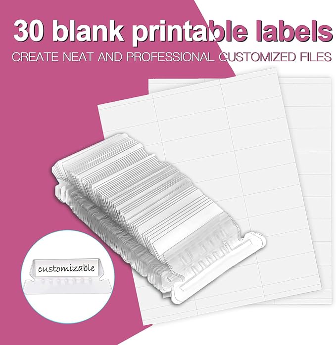 HERKKA Hanging File Folders, 30 Pack Reinforced Letter Size Hanging Folders, Designed for Bulky Files, Filing Cabinet, 1/5-Cut Adjustable Tabs (Pink)