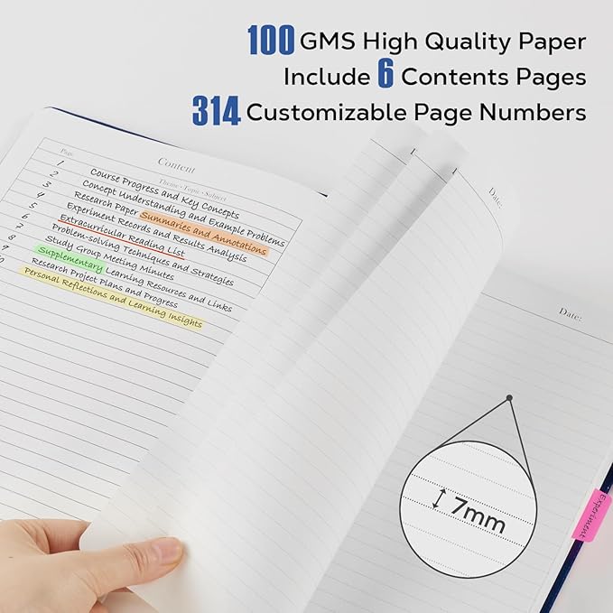 Thick Notebook Journal, Leather A5 Notebooks College Ruled 320 Pages Lined Paper Notebooks, Hardcover Journal Notebook for Writing Women and Men, 5.7'' X 8.4'', Dark Blue