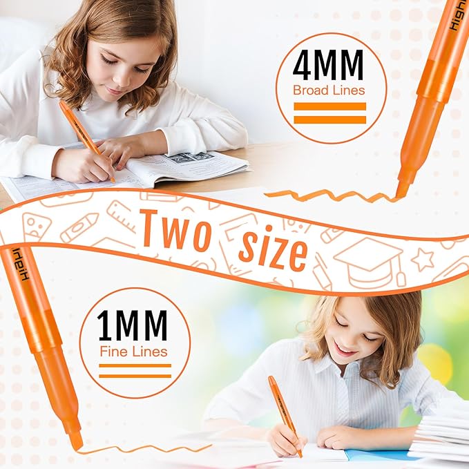 Fulmoon 80 Pieces Highlighters, Chisel Tip Bright Colors Quick Drying Markers for Adults Kids Highlighting in the Home School Office (Orange)