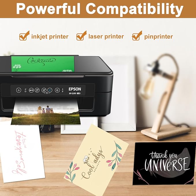 100 Sheets Black Cardstock 8.5 x 11 Printer Paper, 75lb Heavyweight Paper Card Stock for Halloween, DIY Cards Making, Birthday Decorations, Invitations, Thank You Cards