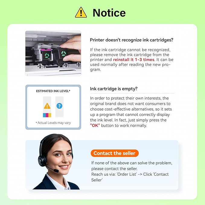 67XL Ink Cartridge High Yield 2-Pack Replacement for HP 67 XL Black Tri-Color Compatible for HP Ink 67 67XL for DeskJet 2755e 2700 2855e 2800 2752 2742e 4155e 4255e 4100 Envy 6055 6055e 6455e Printer