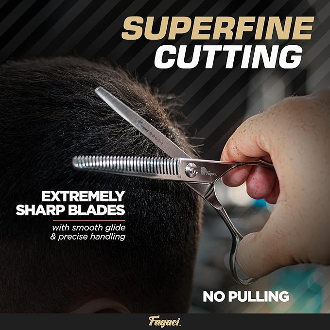 Professional Thinning Shears 6 Inch with Extremely Sharp Blades, 440C Steel Thinning Scissors, Durable, Smooth Motion & Fine Cut, Hair Scissors with Elegant Sheath, Cleaning Leather & Key