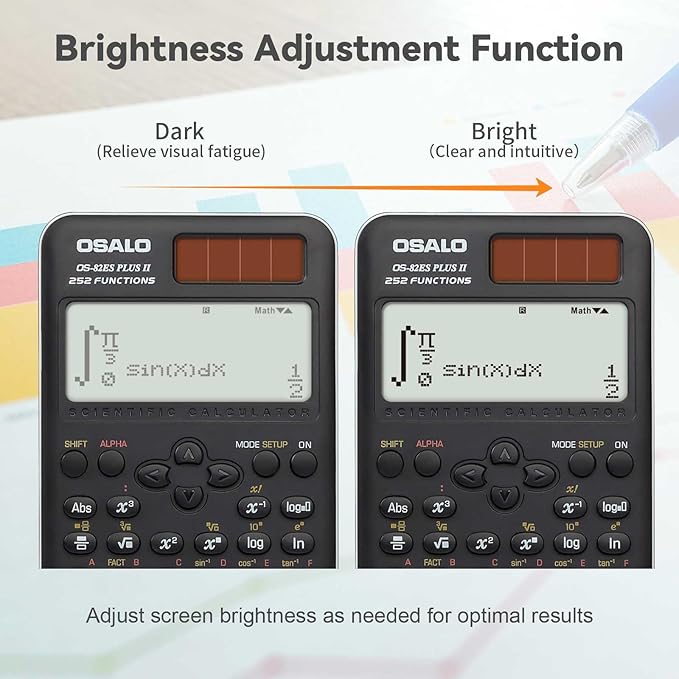 OSALO Scientific Calculator 252 Functions 2-line Written Display & Battery Solar Calculators for Secondary Students (OS-82ES-2)