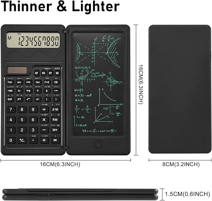 EooCoo Scientific Calculator with Notepad for Students, School Supplies 10-Digit Large Display, Math Classroom Must Haves for Primary School to College Student Use
