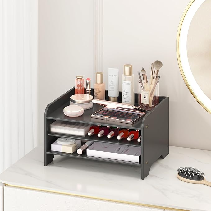 Bamboo Desk Organizer Mail Holder Countertop Letter Tray Wood File Organizer for Desk Letter Sorter Wood Paper File Storage for School Home Office Supplies