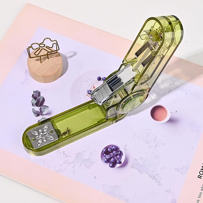 Temiary Swing-Arm Swivel Stapler with 400 Staples, 360 Degree Rotate Desktop Staplers for Booklet or Book Binding, 25 Sheet Capacity for Desk Classroom Office Supplies (Green)