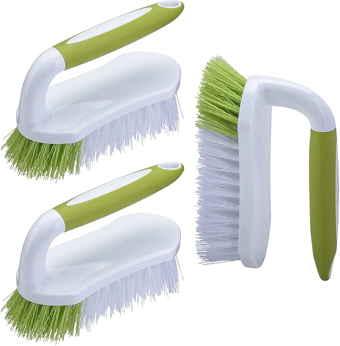 Scrub Brush for Cleaning, Heavy Duty Shower Scrubber with Stiff Bristles for Tub, Sink, Floor, Tile, and Carpet Scrubbing, 3 Pack