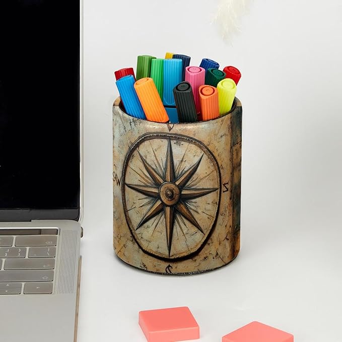 Pen Holder_Compass Pencil Holder for Desk Makeup Organizer Office Supplies for Home,Kids and School