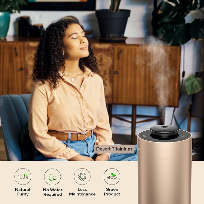 Airversa Waterless Essential Oil Diffuser for Home Aromatherapy Scent Diffusers with 3 Countdown Timer Settings or Timer-Off, 3 Mist Levels for Car Room Studio Office, ANX Premium Metal Spce Grey