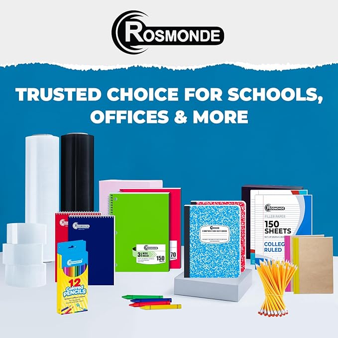 College Ruled Composition Notebooks 5 Pack, 200 Pages (100 Sheets), 9-3/4" x 7-1/2", White & Black Marble Composition Book, Hard Cover, Sturdy Sewn Binding, School, College & Office Supplies