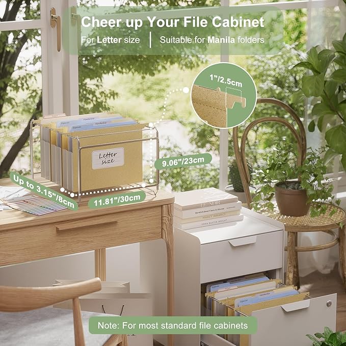 Extra Capacity Hanging File Folders, 3.15" Reinforced Wheat Straw Expanding Hanging Folder Letter Size, Heavy Duty for Filing Cabinets, File Organizer for Office & Home-Wheat Yellow-3 Pcs