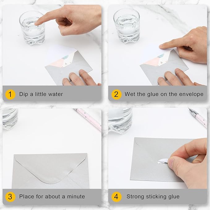 100 Pack 4 x 2.75" Mini Envelopes Metallic Silver 120GSM Gift Card Envelopes Bulk Small Paper Gift Card Sleeves Greeting Card Business Card Tiny Envelope Pockets for Card & Invitation