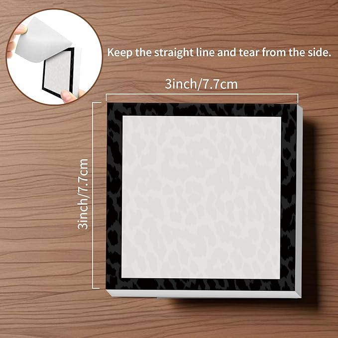 Sticky Notes, 2 Pads, 3x3 inches, Cute Colorful Fun Self-Stick Note Pads, Easy Post, Strong Adhesive Notepad Black Leopard Texture