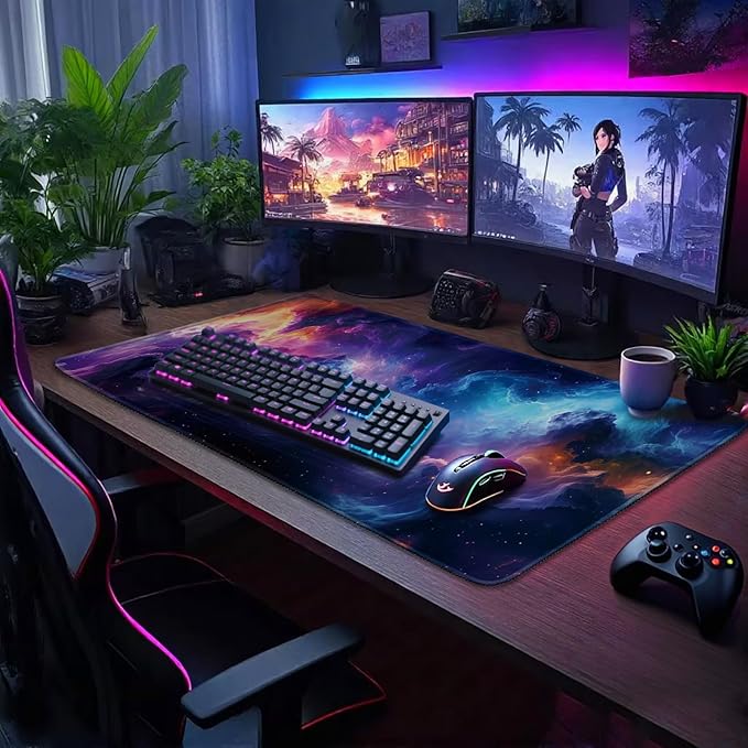 Large Gaming Mouse Pad 31.5"x15.7"｜XXL Desk Mat, Non-Slip Rubber Base & Stitched Edges - Extended Waterproof Mousepad for PC/Laptop/Office/Home Decor
