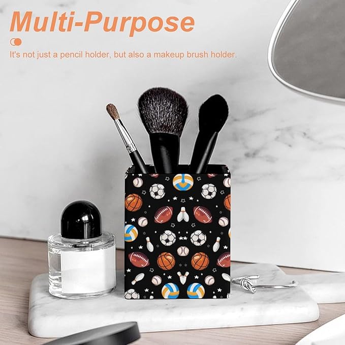 Square Pen Holder & Pencil Organizer for Desk - Office Storage Organizer, Markers/Makeup Brushes/Scissors Holder, Compact Desk Decor Accessories for Home Classroom School(Balls)