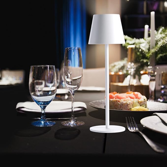 Maksone 2 Pack RGB Cordless Table Lamp, 6600mWh Rechargeable Battery Desk Lamp, 3000K Stepless Dimming and Led Color Changing Night Light, IP54 Waterproof Outdoor Portable Lamp for Patio (White)