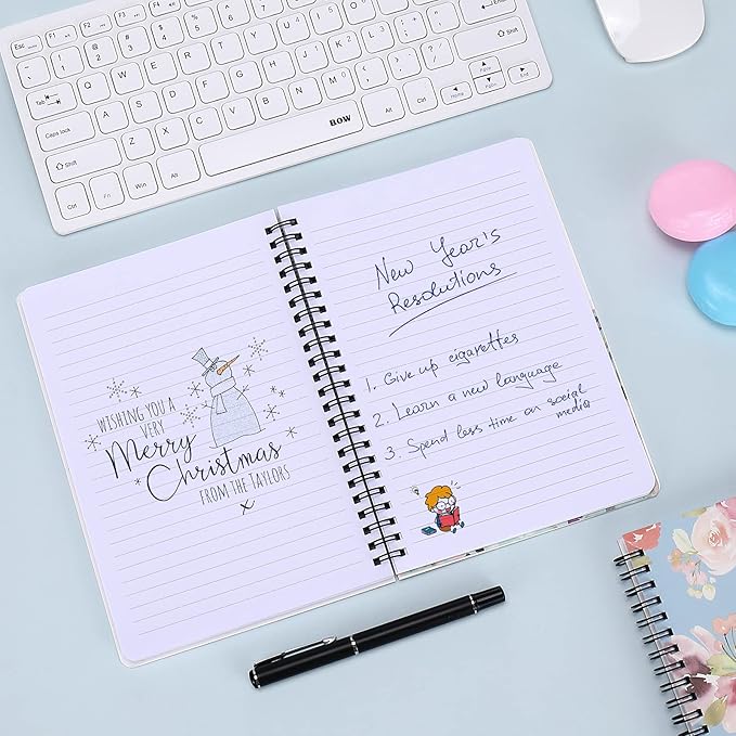 Spiral Notebook 5×7 Inch, 4 Pack Small Writing Journals College Ruled Hardcover Floral Notebook for School Supplies Studio Girls Women, Inner Pocket, 80 Sheets/160 Pages, B6 Size