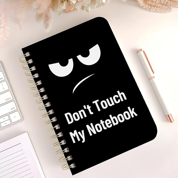 Cute Spiral Notebook journal A5 Aesthetic Pretty Floral Design for Women Girls Kawaii with Pocket, 8.5 x 5.7 inch, Angry Face