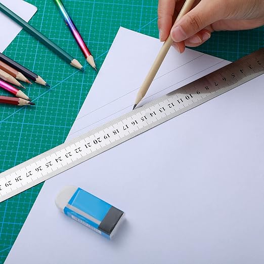 Lothee 6 Pieces Bulk Metal Yard Stick Large Stainless Steel Ruler Rule Measure Straight Edge 1 Metre Meter 40 Inch / 100 cm School Classroom Measuring Tool for Student Teacher Woodworking