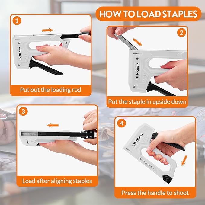THINKWORK Light Duty Staple Gun - Upholstery Staple Gun for Wood with 1600pcs JT21 Staples 1/4", 5/16", 3/8" and Staple Remover, Fabric Stapler Gun for Crafts, Home Use, Wall, DIY, Lights Decora, Grey