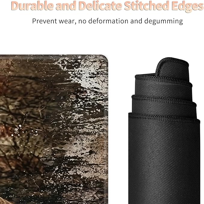 Desk Mat Large Gaming Mouse Pad (31.5x11.8 inch) with Stitched Edges, XL Mouse Pad +Coaster, Extended Mouse Mat Keybroad Mousepad Non-Slip Rubber for Gamer Men Women, Deer Retro American Flag