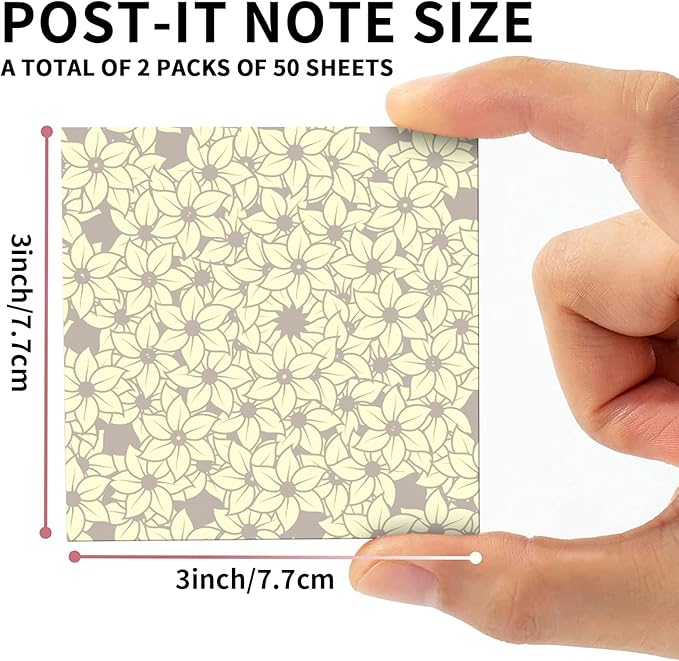 2 Pack Sticky Notes 3x3 Inches, Bright Cute Strong Sticking Power, Easy to Post for Home, Office, 80sheets/Pads, Cute Yellow Flowers