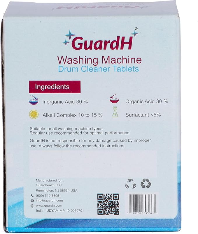 Washing Machine Drum Cleaner Tablets 12 Count 216g Deep Cleaning and Descaling Tablets for HE and Standard Washers Removes Residue Odor and Buildup Phosphate and Chlorine Free