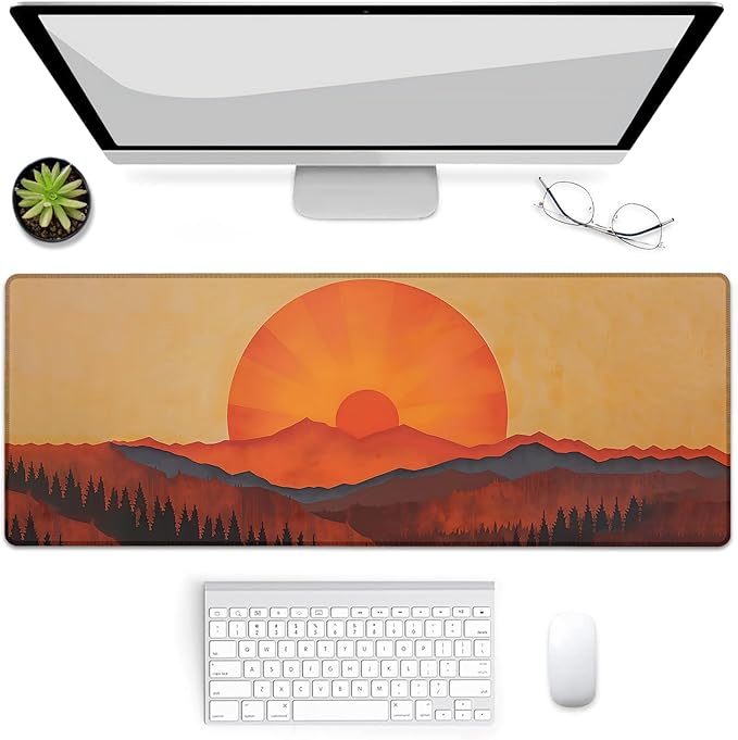 Gaming Mouse Pad, Boho Sunset Mouse Pad, Desk Mat, Non-Slip Rubber Base MousePads for Computers Laptop Office School Home Accessories Decor 31.5" x 11.8"