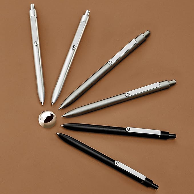 LINFANC 6 Pcs Gel Pens Ballpoint, Metal Barrel Medium Point 0.7 mm Quick Dry Black Ink Cute Pens for Journaling, Smooth Writing Gel Pen, Cute School Supplies Office Supplies Gifts for Women