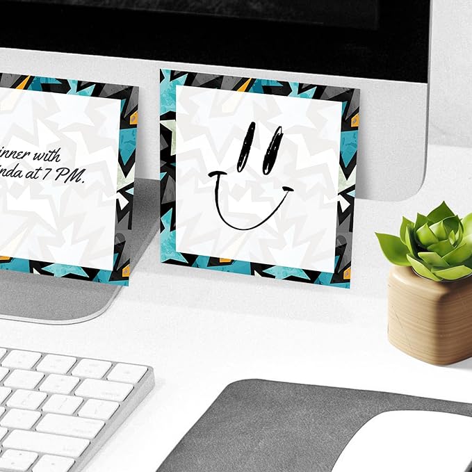 Sticky Notes, 2 Pads, 3x3 inches, Cute Colorful Fun Self-Stick Note Pads, Easy Post, Strong Adhesive Notepad Abstract Blue Stars