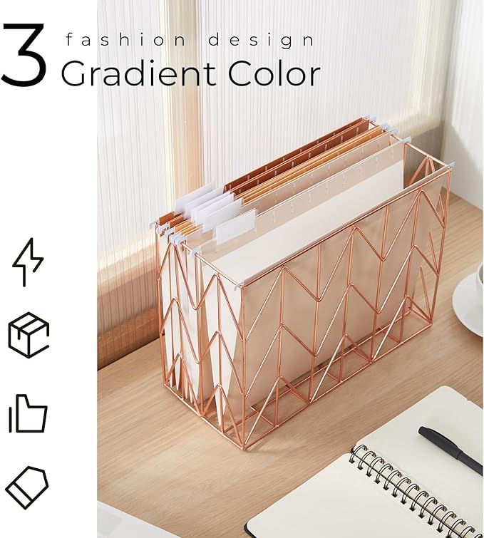 Y YOMA 6 Pack Gradient Hanging File Folders Letter Size Decorative Hanging Folder Pretty File Folder Organizer for Filing Cabinet Office Home with 1/5-Cut Adjustable Tabs, Sunny Orange