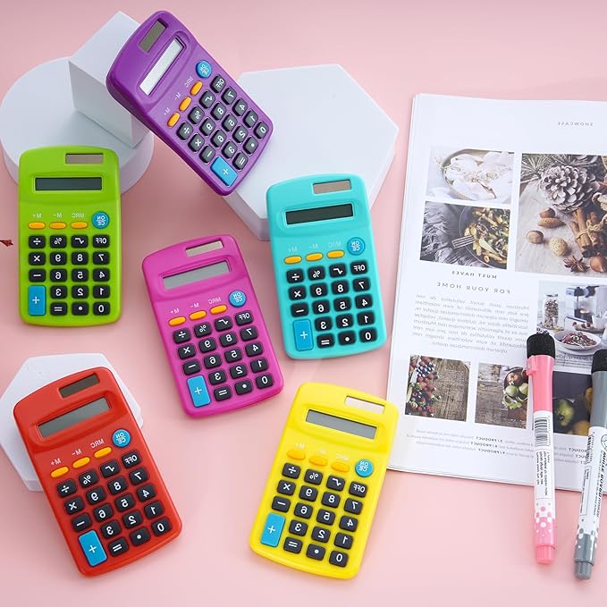18 Pieces Pocket Calculators,Pocket Mini Calculators,8 Digit Display Basic Calculator,Solar Battery Dual Power Function Calculator for Students Kids Home Office (Multicolor, 18 Pieces)