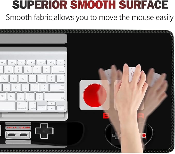 ARTSO Large Gaming Mouse Pad, Keyboard Wrist Rest Pad & Wrist Support Mousepad Set, Stitched Edge, Extended, Non-Slip Base, Memory Foam Desk Mat, Black Game Console