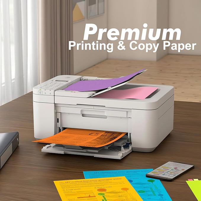 Color Copy&Print Paper 8.5X11 Inches,180 Sheets 9 Colors Rainbow A4 Printer Paper 20 lb/90GSM Colored Origami Paper for Cutting DIY Kids Art Craft