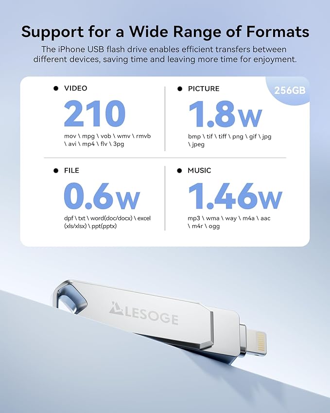 MFi Certified Flash Drive 512GB Thumb Drive USB Memory Stick High Speed External Storage Jump Drive USB Stick Photo Stick for iPhone/iPad/Android/PC and More Devices